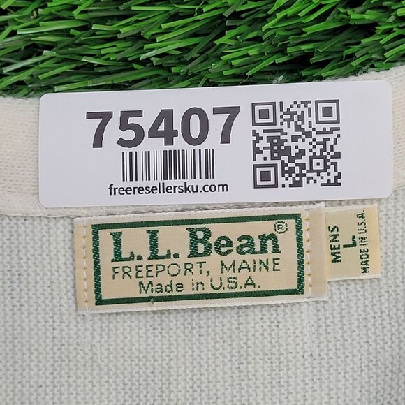 Vintage LL-Bean Cardigan L/XL 24x29 Ivory - Picture 8 of 11